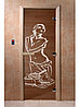 Дверь для бани стеклянная DoorWood, бронза с рисунком, 600x1800, фото 2