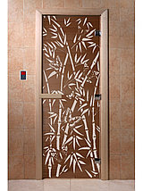 Дверь для бани стеклянная DoorWood, бронза с рисунком, 700x1800, фото 2