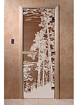 Дверь для бани стеклянная DoorWood, бронза с рисунком, 600x1900, фото 3