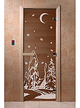 Дверь для бани стеклянная DoorWood, бронза с рисунком, 700x2000, фото 3