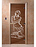 Дверь для бани стеклянная DoorWood, бронза с рисунком, 700x2000, фото 2