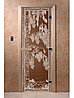 Дверь для бани стеклянная DoorWood, бронза с рисунком, 700x2000, фото 5