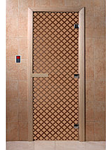 Дверь для бани стеклянная DoorWood, бронза матовая с рисунком, 700x1700, фото 2