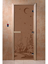 Дверь для бани стеклянная DoorWood, бронза матовая с рисунком, 600x1800, фото 3
