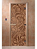 Дверь для бани стеклянная DoorWood, бронза матовая с рисунком, 600x1800, фото 5