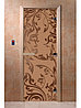 Дверь для бани стеклянная DoorWood, бронза матовая с рисунком, 600x1800, фото 6