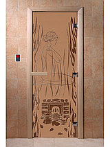 Дверь для бани стеклянная DoorWood, бронза матовая с рисунком, 600x1900, фото 2