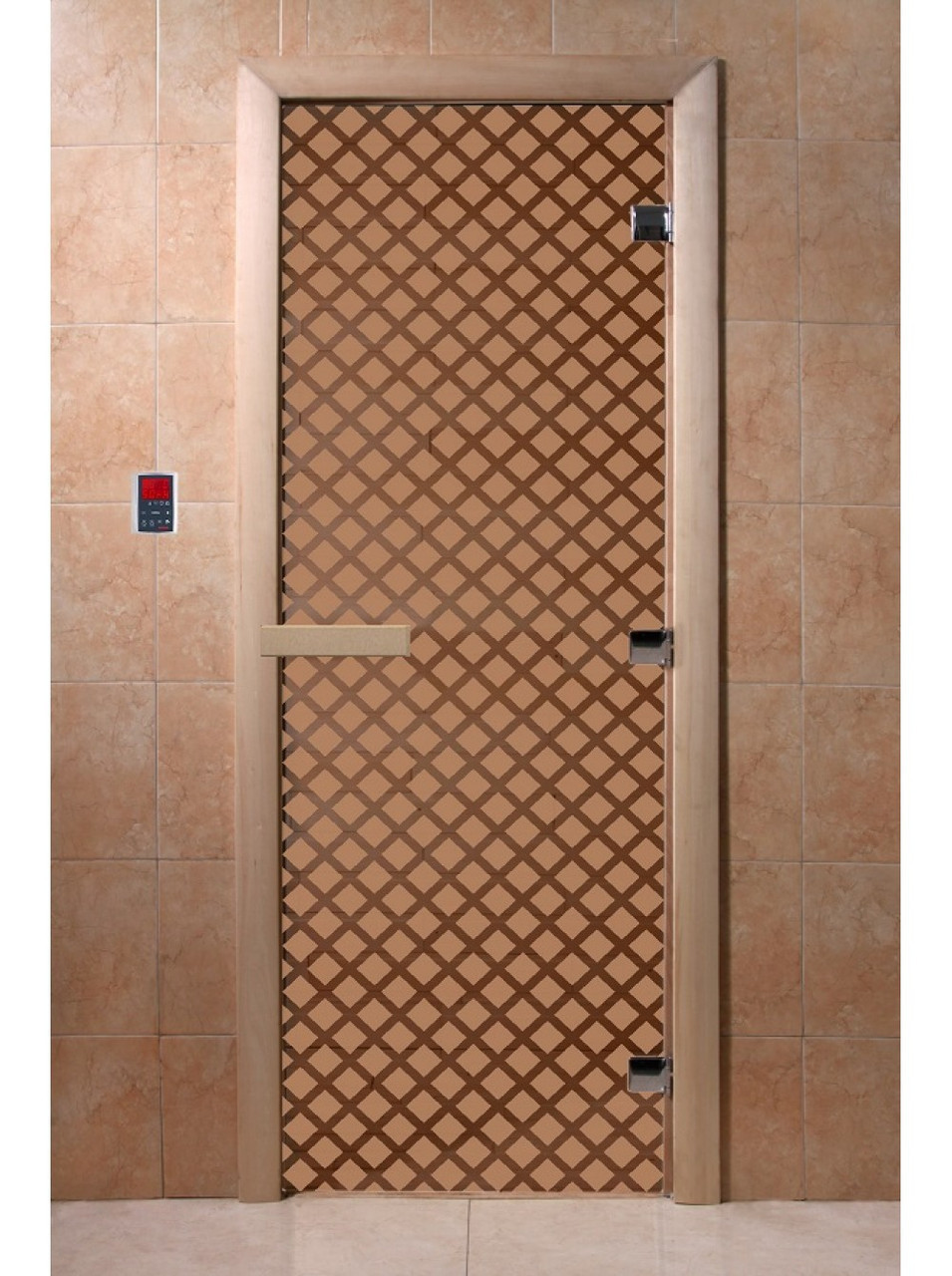 Дверь для бани стеклянная DoorWood, бронза матовая с рисунком, 700x1900 - фото 2 - id-p117571988