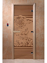 Дверь для бани стеклянная DoorWood, бронза матовая с рисунком, 700x1900, фото 3