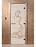 Дверь для бани стеклянная DoorWood, сатин с рисунком, 700x1700, фото 4