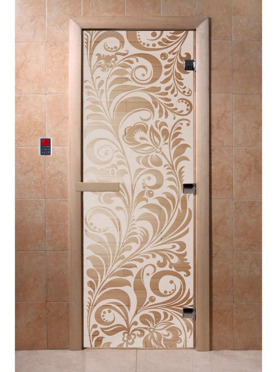 Дверь для бани стеклянная DoorWood, сатин с рисунком, 700x1700 - фото 10 - id-p117572068