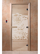 Дверь для бани стеклянная DoorWood, сатин с рисунком, 700x1700, фото 2