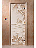 Дверь для бани стеклянная DoorWood, сатин с рисунком, 600x1800, фото 2