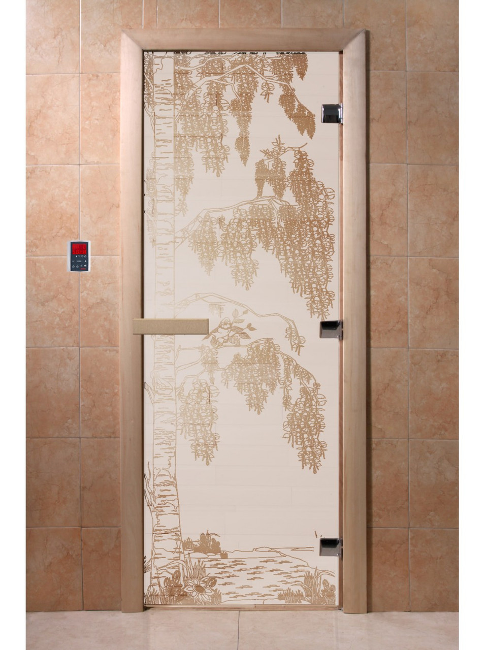 Дверь для бани стеклянная DoorWood, сатин с рисунком, 600x1800 - фото 7 - id-p117572453