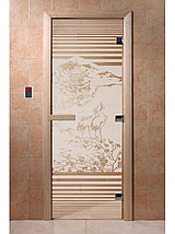 Дверь для бани стеклянная DoorWood, сатин с рисунком, 700x1800, фото 2
