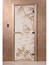 Дверь для бани стеклянная DoorWood, сатин с рисунком, 700x1800, фото 3
