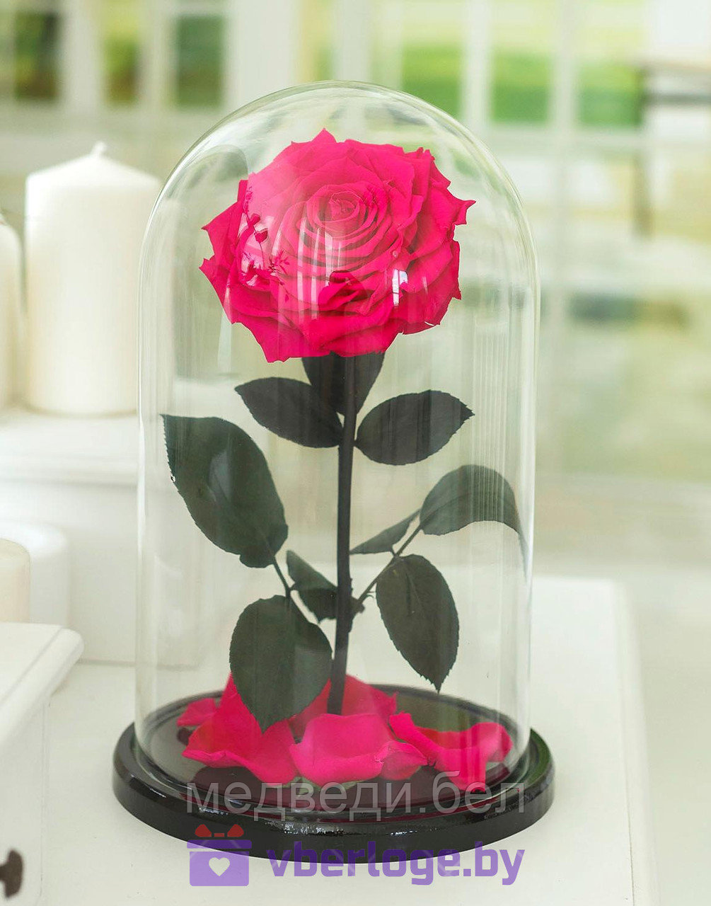 Ярко-розовая роза в колбе 32 см, Magenta Vip - фото 1 - id-p78141826