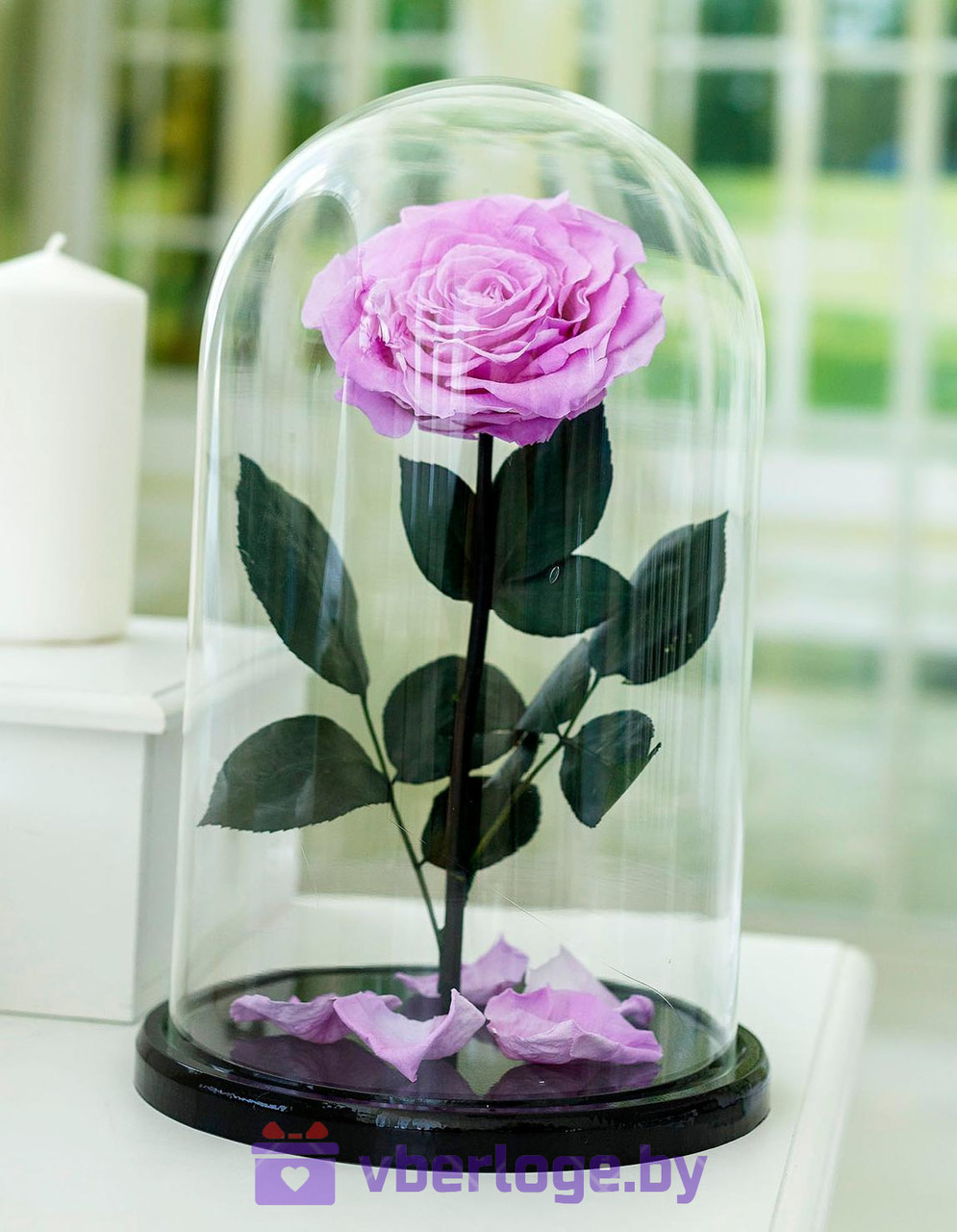 Сиреневая роза в колбе 32 см, Lilac Vip - фото 1 - id-p78141833