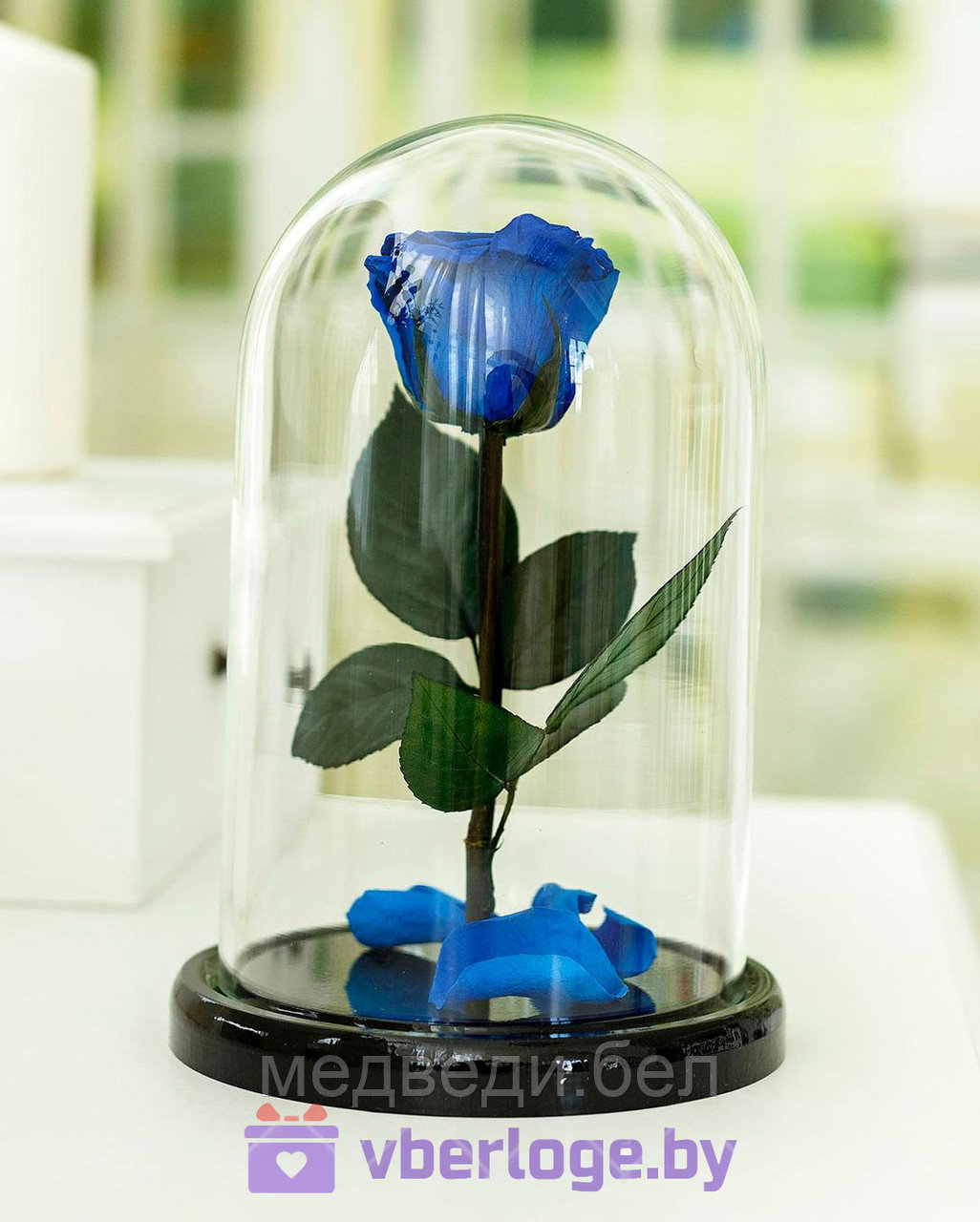 Синяя вечная роза 22 см, Royal Blue Mini - фото 1 - id-p78141860