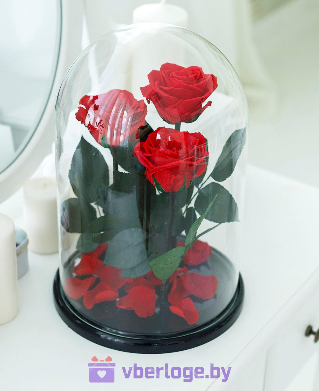 Композиция из трех роз в колбе Red Romantic Premium - фото 1 - id-p78141866