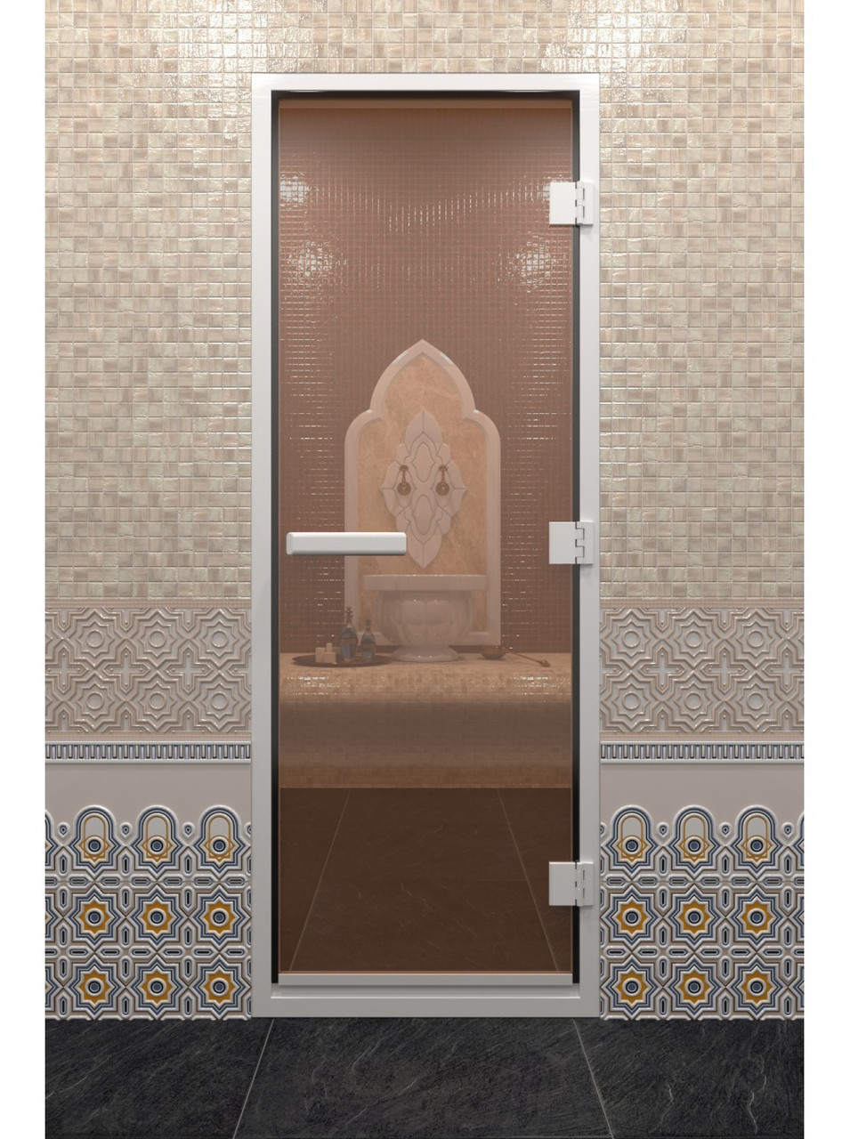 Дверь для хамама стеклянная DoorWood, бронза, 800x2000 - фото 2 - id-p117584637