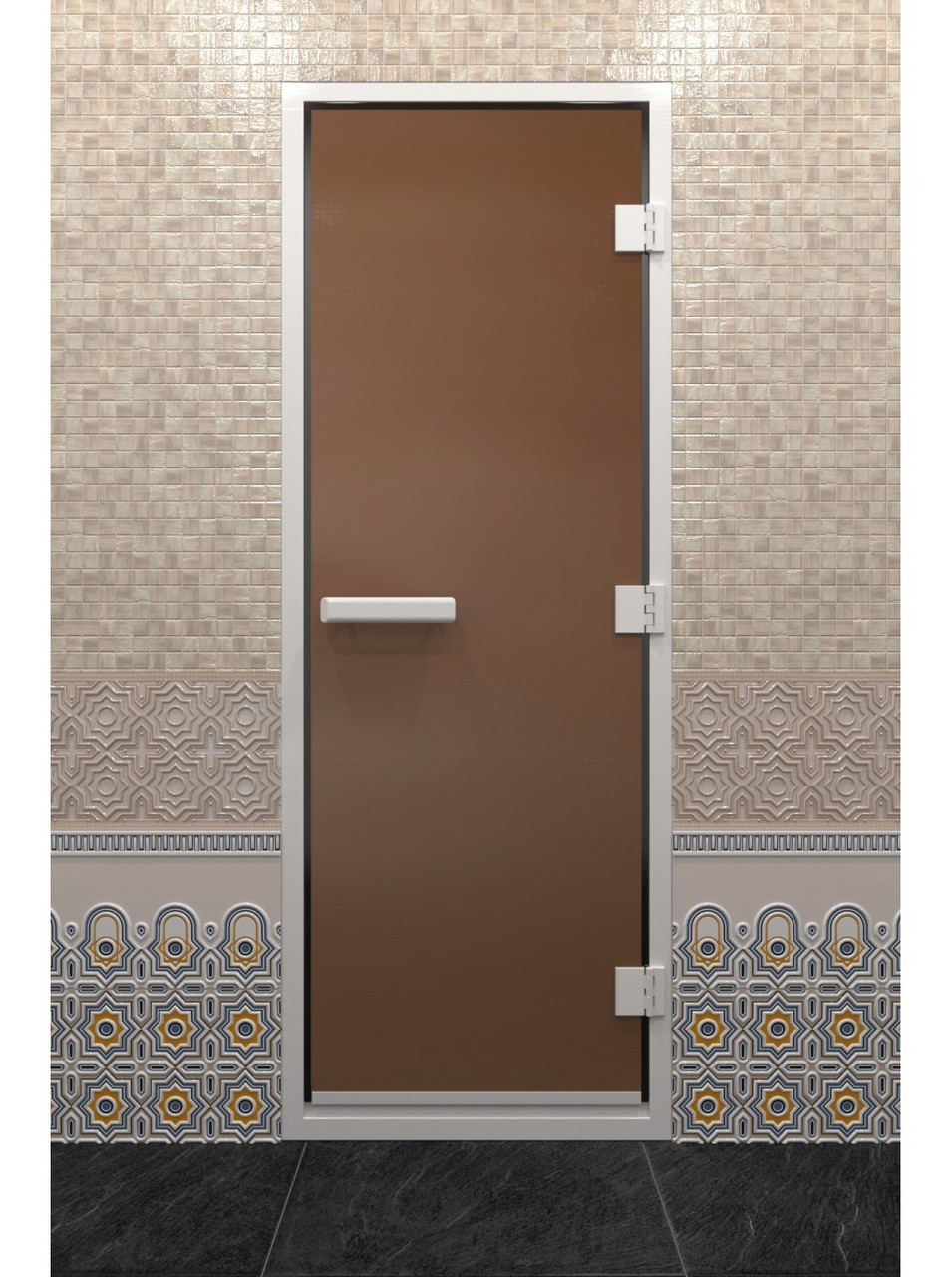 Дверь для хамама стеклянная DoorWood, бронза матовая, 800x1900 - фото 2 - id-p117593797
