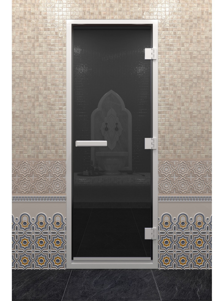 Дверь для хамама стеклянная DoorWood, черный, 700x1900 - фото 2 - id-p117596939