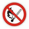 Знак запрещается пользоваться открытым огнем и курить на самоклеющейся пленке р-р 150х150