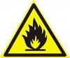 Знак Пожароопасно! Легковоспламеняющиеся вещества на самаклеющейся пленке L40, 60, 100, 150, 200