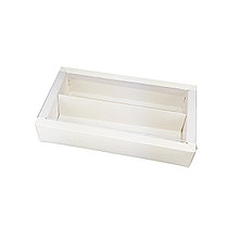 Коробка для 8 конфет Белая с пластиковой крышкой (Россия, 180х100х30 мм)