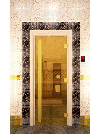 Дверь для бани стеклянная DoorWood Престиж, золото, 800x2000, фото 2