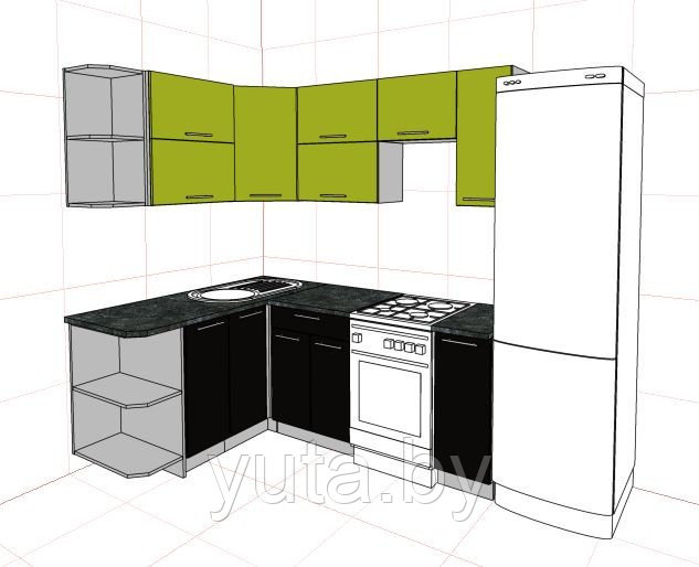 Угловая кухня Мила Глосс 2,0*1,5 м.