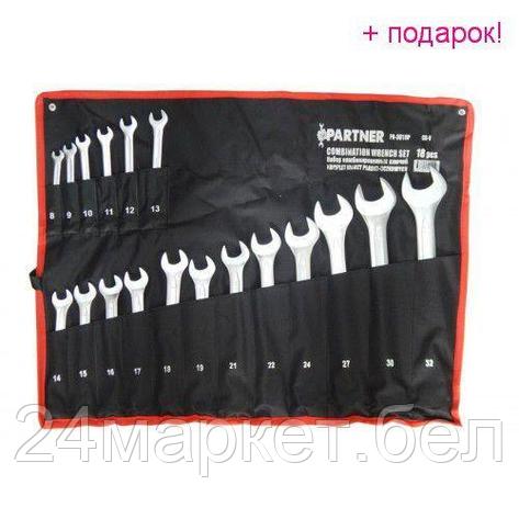 Набор ключей комбинированных, 18пр.(8-19, 21, 22, 24, 27, 30, 32мм), на полотне PA-3018P, фото 2