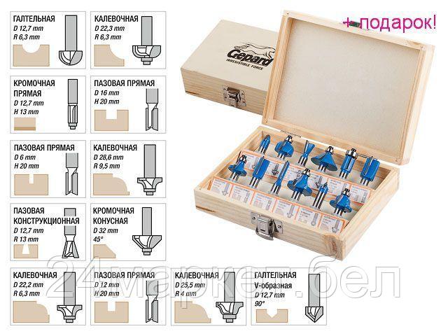 GEPARD Китай Набор фрез 8мм 12шт. GEPARD (GP2300-08) - фото 1 - id-p87204397