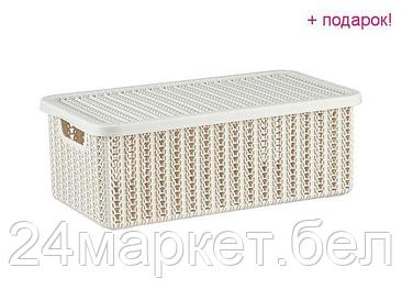 Ящик для хранения с крышкой ВЯЗАНИЕ 125x195x350  мм (белый) (IDEA)