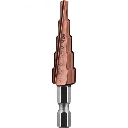 Сверло ЗУБР "КОБАЛЬТ", d=4-12мм, 5ст., L-65мм, 6-тигр.хв.1/4", фото 2