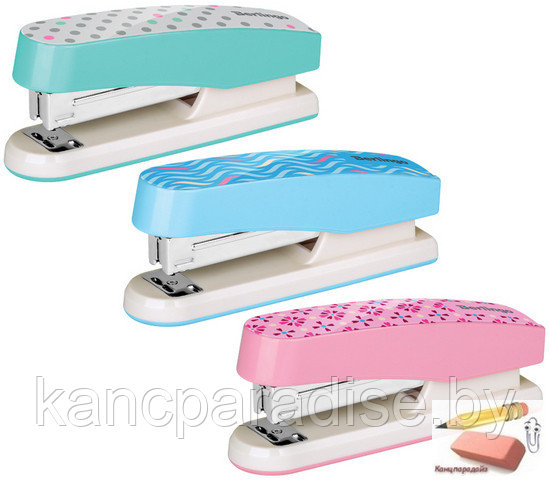 Степлер №24/6, 26/6 Berlingo Silk Touch, до 20 листов, пластиковый корпус, ассорти