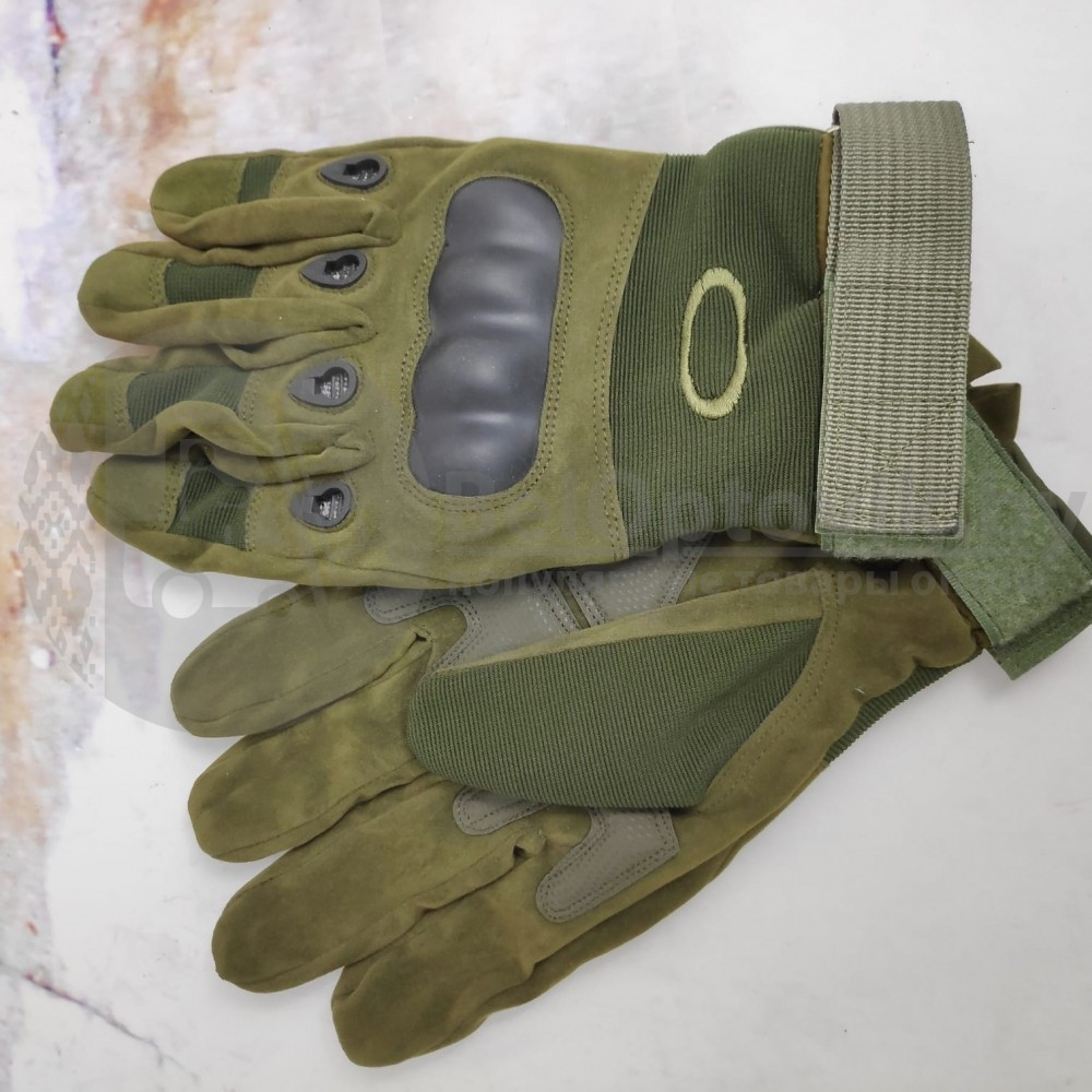 Кевларовые перчатки тактические полнопалые Oakley (Окли) прорезиненный кастет Черный цвет - фото 3 - id-p117668778