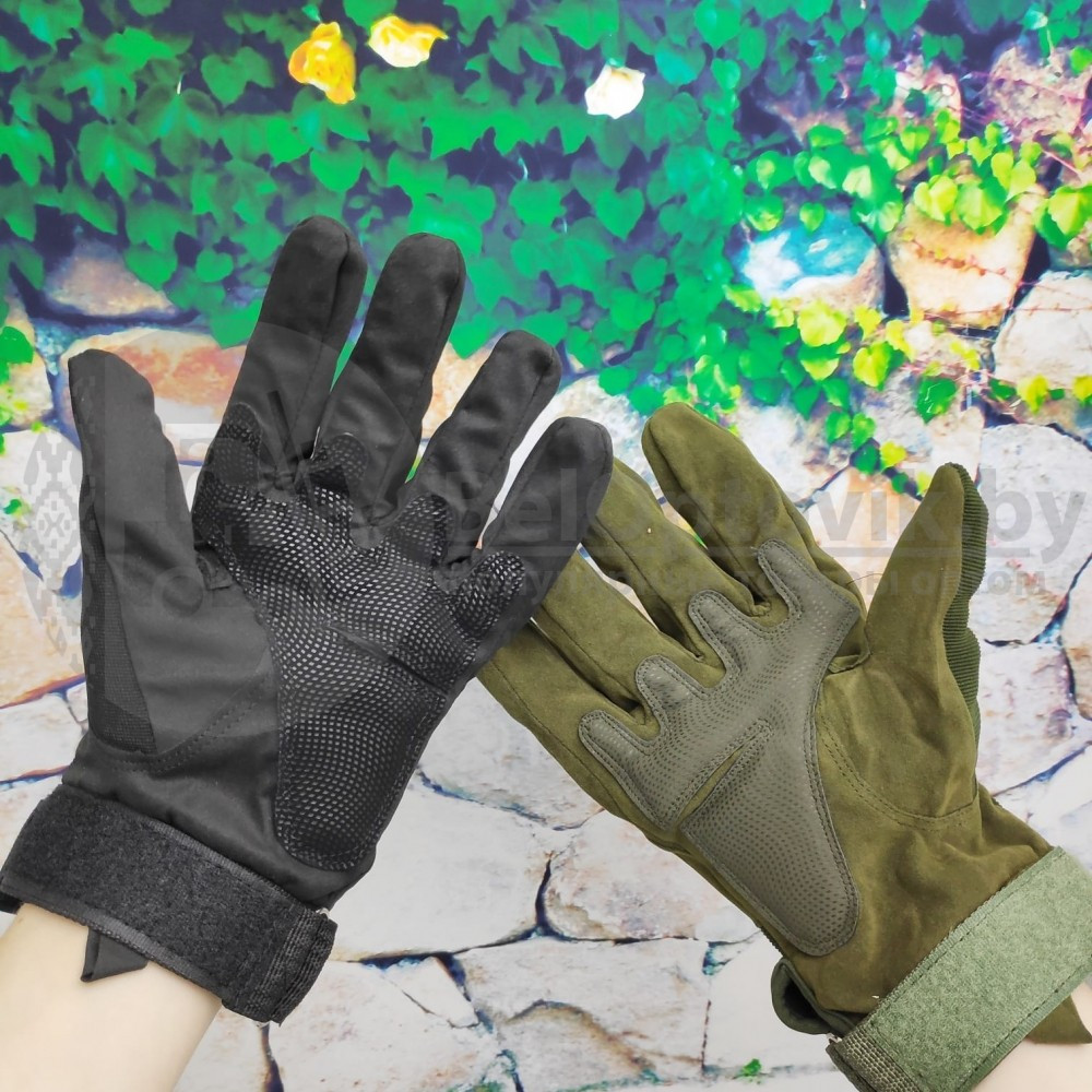 Кевларовые перчатки тактические полнопалые Oakley (Окли) прорезиненный кастет Черный цвет - фото 6 - id-p117668778