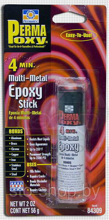 Permatex PX 84309 Эпоксидный герметик 4мин (холодная сварка) Multi-Metal Epoxy Stick 56г