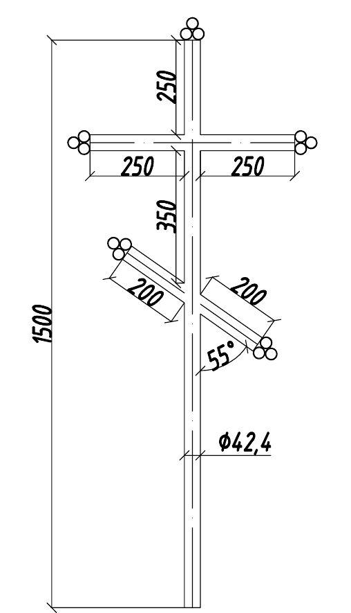 Крест пятиконечный из трубы ø42.4 с кольцами