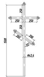Крест пятиконечный из трубы ø42.4 с кольцами