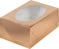 Коробка для капкейков с окном Золото (на 6 шт), 235х160х h100 мм