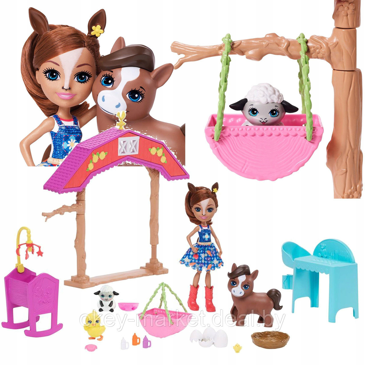 Игровой набор Mattel Enchantimals Звериная ферма с куклой Хейди Хорс - фото 2 - id-p117735979