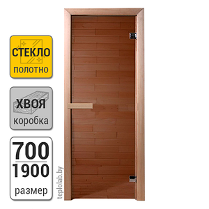 Дверь для бани стеклянная DoorWood, бронза, 700x1900