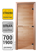 Дверь для бани стеклянная DoorWood, прозрачная, 700x1900