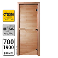 Дверь для бани стеклянная DoorWood, прозрачная, 700x1900 Береза