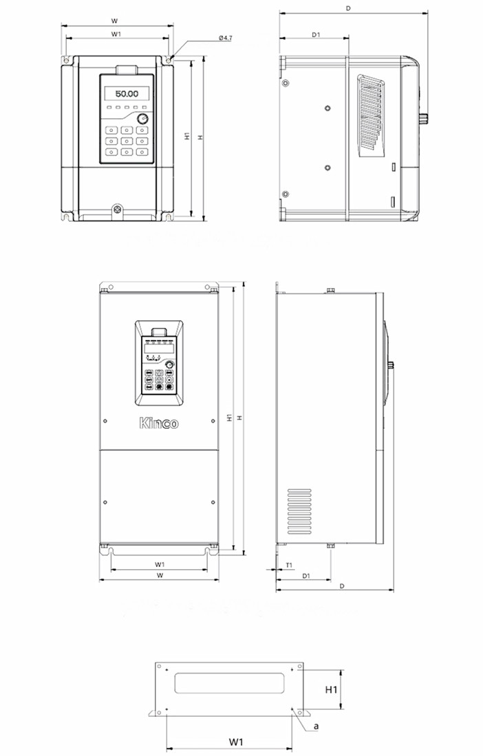 FV20-2S-0007G/0015L Преобразователь частоты 0.75 кВт, 4.0 А 1-х фазный Kinco - фото 2 - id-p116093124