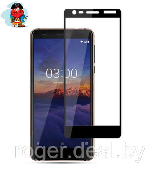 Защитное стекло для Nokia 3.1 2018 5D (полная проклейка) цвет: черный - фото 1 - id-p117747113