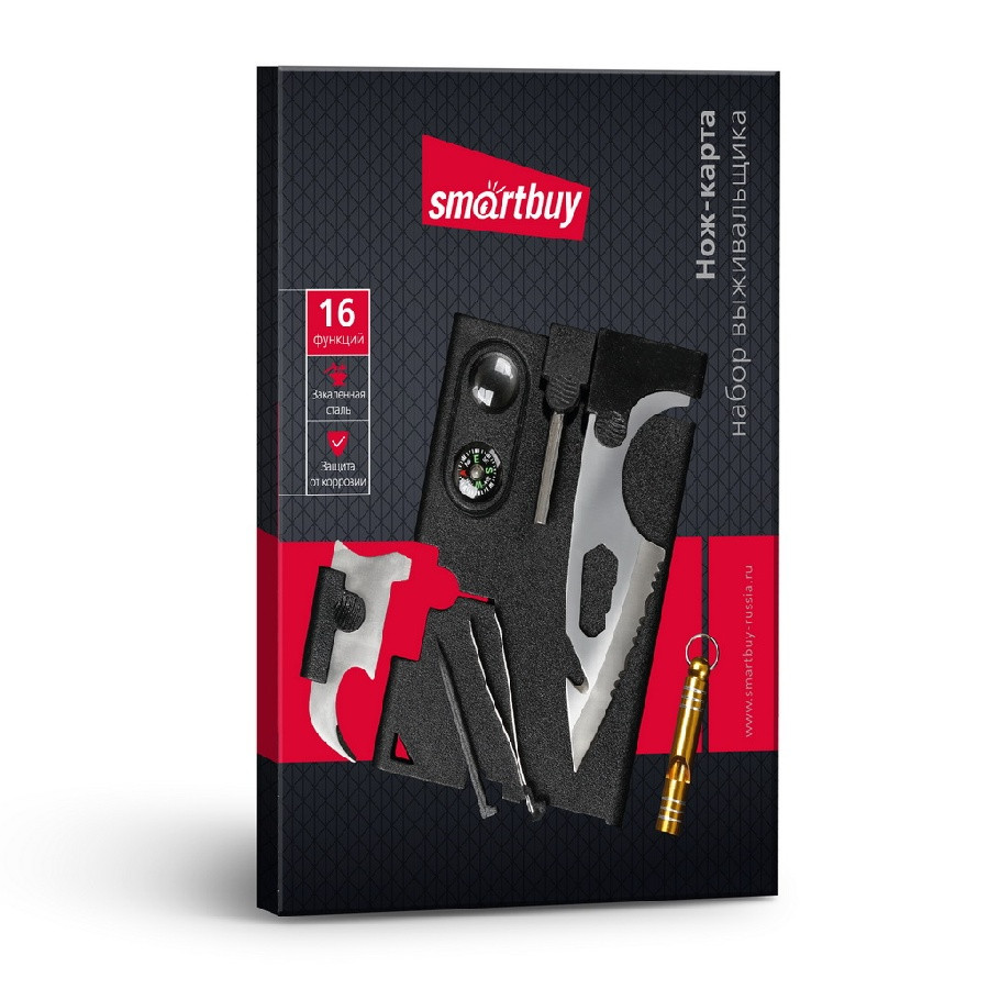 Нож-карточка - набор мультифункциональный, 16 функций, Smartbuy tools (SBT-PS-10) (набор выживальщик) - фото 3 - id-p117754808